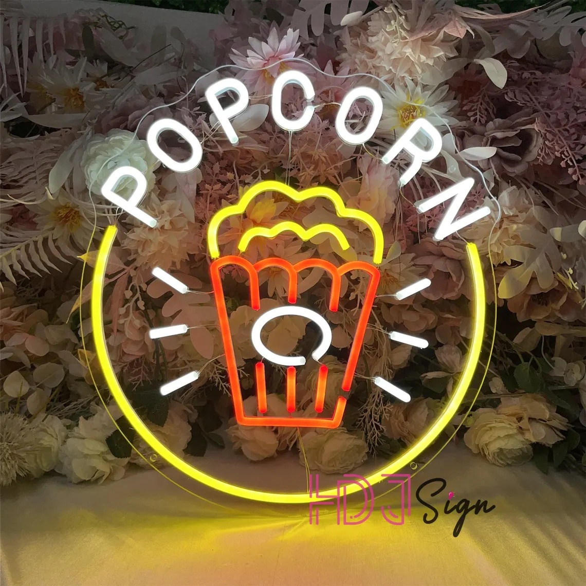 Home Cinema Wall Lights - Popcorn LED Neon Tabela, Yemek Barı
