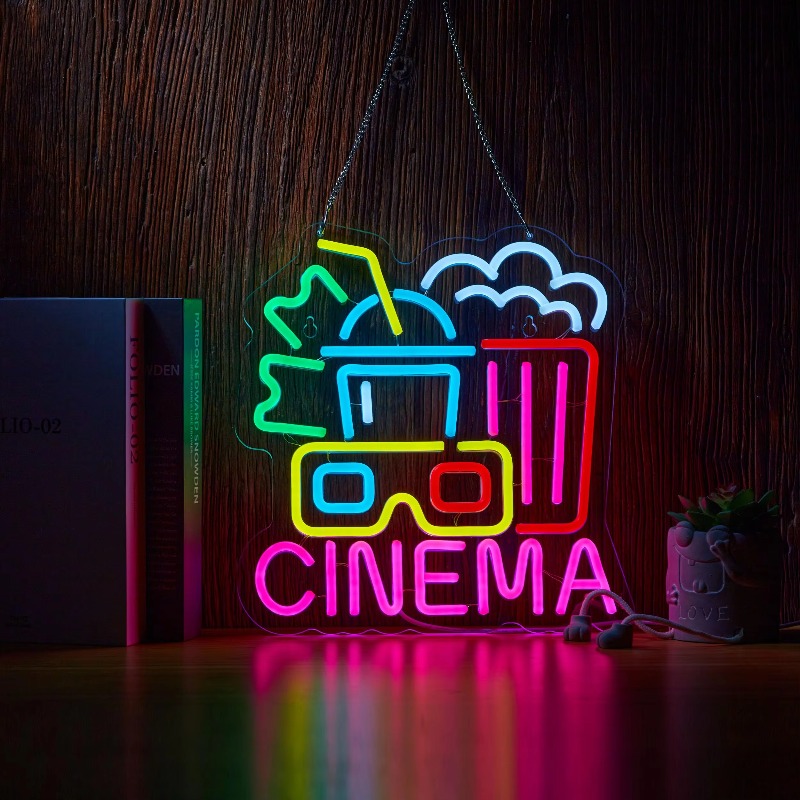 Home Cinema Wall Lights - Sinema Neon Tabelası, Film Saati Gece