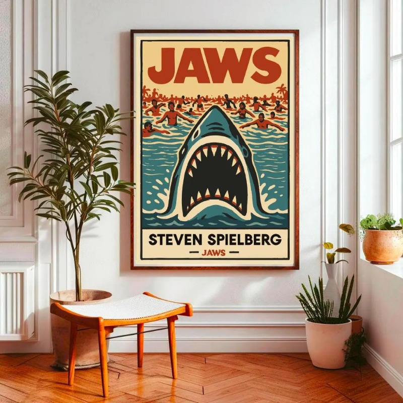Home Cinema Ultimea - Jaws Film Posteri Vintage Renkli Tuval
