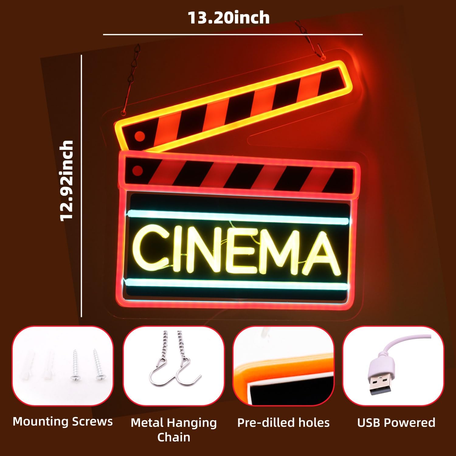 Sinema Klaket Levhası LED Neon - Home Cinema Wall Lights incelemesi ve fiyatı